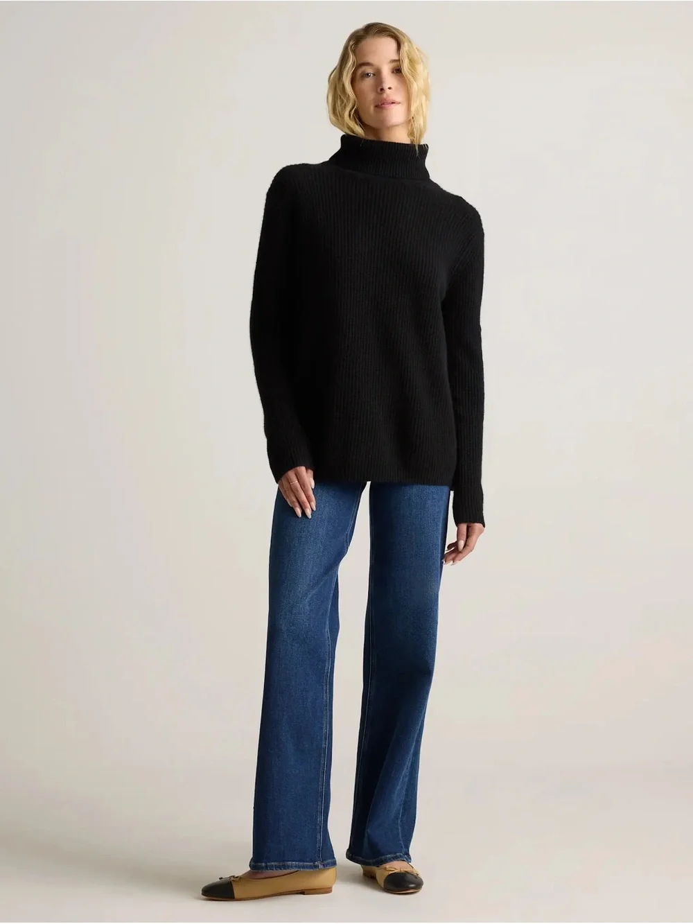 Quince Mongolian Cashmere Fisherman Turtleneck Sweater